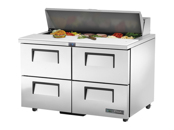 True Refrigeration TSSU-48-12D-4-HC Prep Table Refrigerators | 12x 1/6 Top Pans | 4 Drawers | 340 Litres