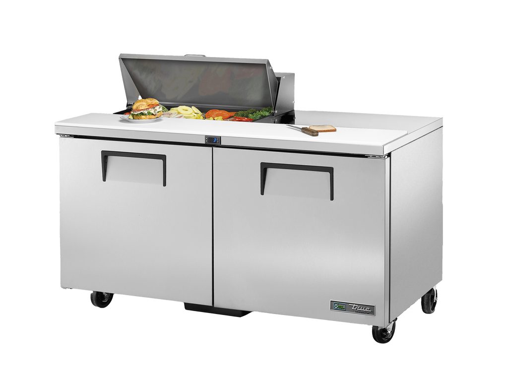 True Refrigeration TSSU-60-08-HC Prep Table Refrigerators | 8x 1/6 Top Pans | 2 Solid Swing Doors | 439 Litres