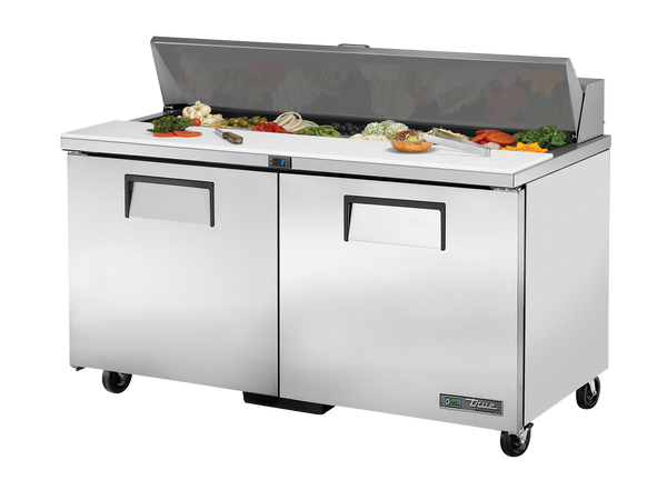 True Refrigeration TSSU-60-16-HC Prep Table Refrigerators | 16x 1/6 Top Pans | 2 Solid Swing Doors | 439 Litres