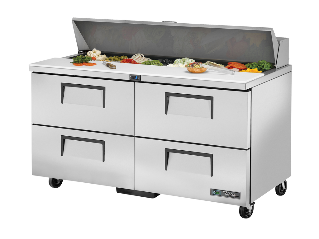 True Refrigeration TSSU-60-16D-4-HC Prep Table Refrigerators | 16x 1/6 Top Pans | 4 Drawers | 439 Litres