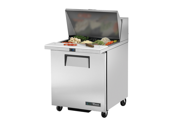 True Refrigeration TSSU-27-12M-C-HC Prep Table Refrigerators | 12x 1/6 Top Pans | 1 Solid Swing Door | Mega Tops | 184 Litres