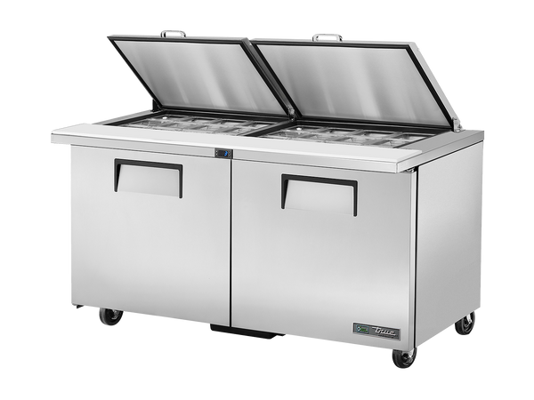 True Refrigeration TSSU-60-24M-B-ST-HC FLID Prep Table Refrigerators | 24x 1/6 Top Pans | 2 Solid Swing Door | Removable lids | 439 Litres