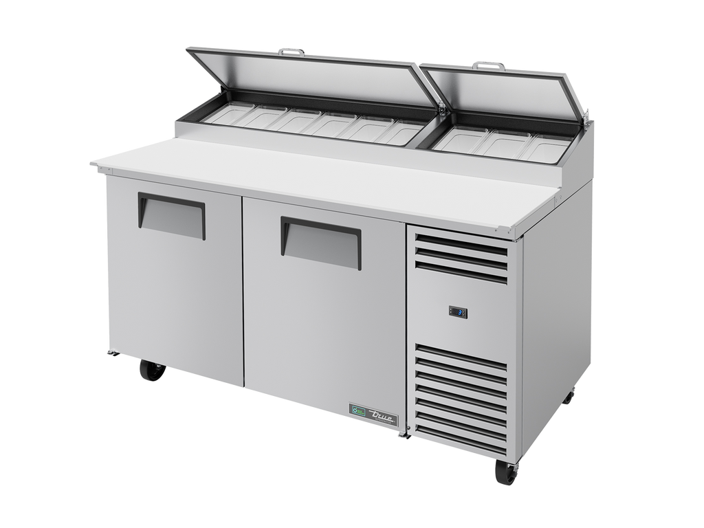 True Refrigeration TPP-AT-67-HC Pizza Prep Table Refrigerator | 9x 1/3 Top Pans | 2 Solid Swing Door | 583 Litres