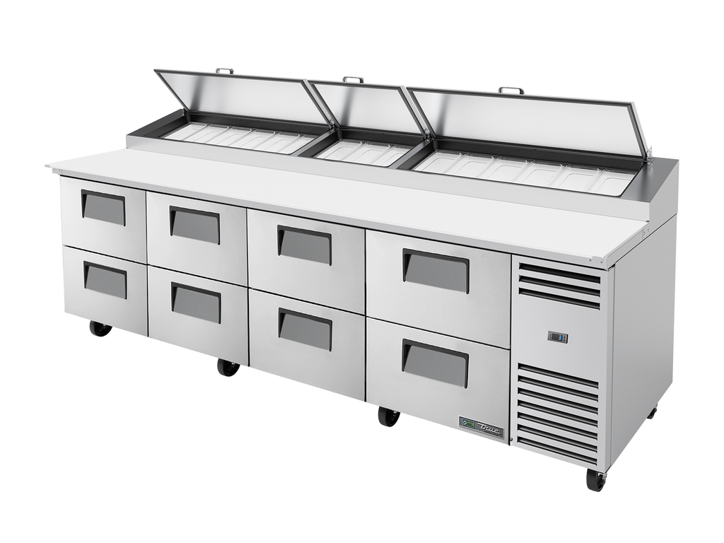 True Refrigeration TPP-AT-119D-8-HC Pizza Prep Table Refrigerator | 15x 1/3 Top Pans | 8 Drawers | 1124 Litres