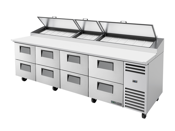 True Refrigeration TPP-AT-119D-8-HC Pizza Prep Table Refrigerator | 15x 1/3 Top Pans | 8 Drawers | 1124 Litres