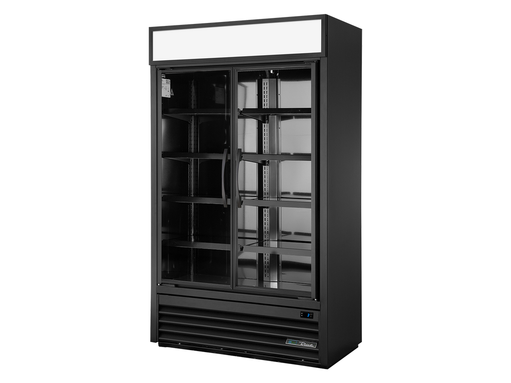True Refrigeration TVM-48SL-HC~VM01 Visual Retail Merchandiser Refrigerator | 2 Glass Swing Doors | Reduced Depth | 501 Litres