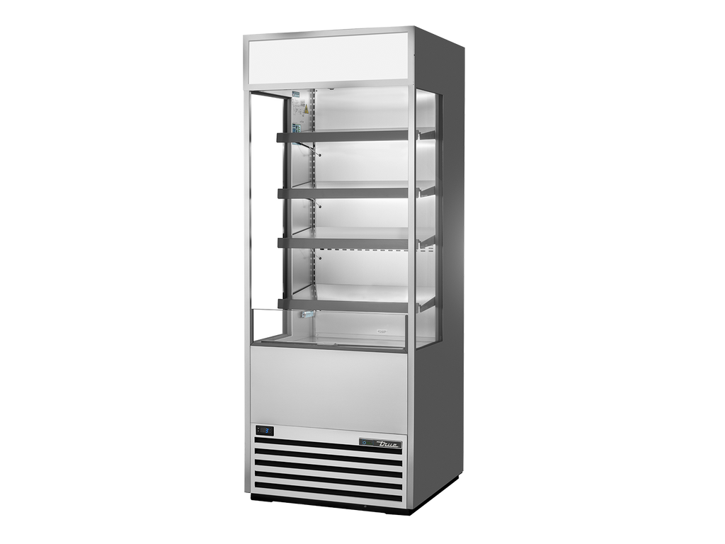 True Refrigeration TOAM-30GS-HC~TSL01 Upright Open Multideck Refrigerator with Glass Sides + Illuminated Sign Panel | 328 Litres