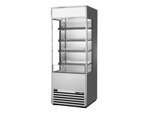 True Refrigeration TOAM-30GS-HC~TSL01 Upright Open Multideck Refrigerator with Glass Sides + Illuminated Sign Panel | 328 Litres