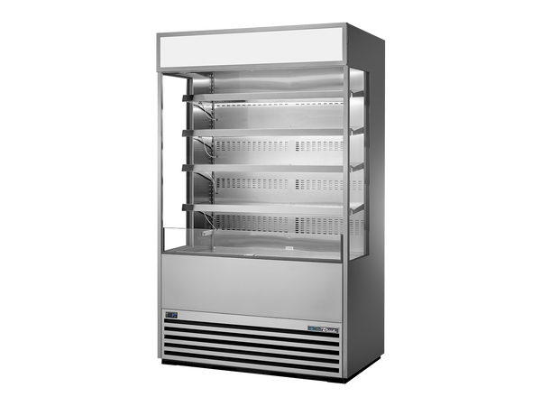 True Refrigeration TOAM-48GS-HC~TSL01 Upright Open Multideck Refrigerator with Glass Sides + Illuminated Sign Panel | 547 Litres