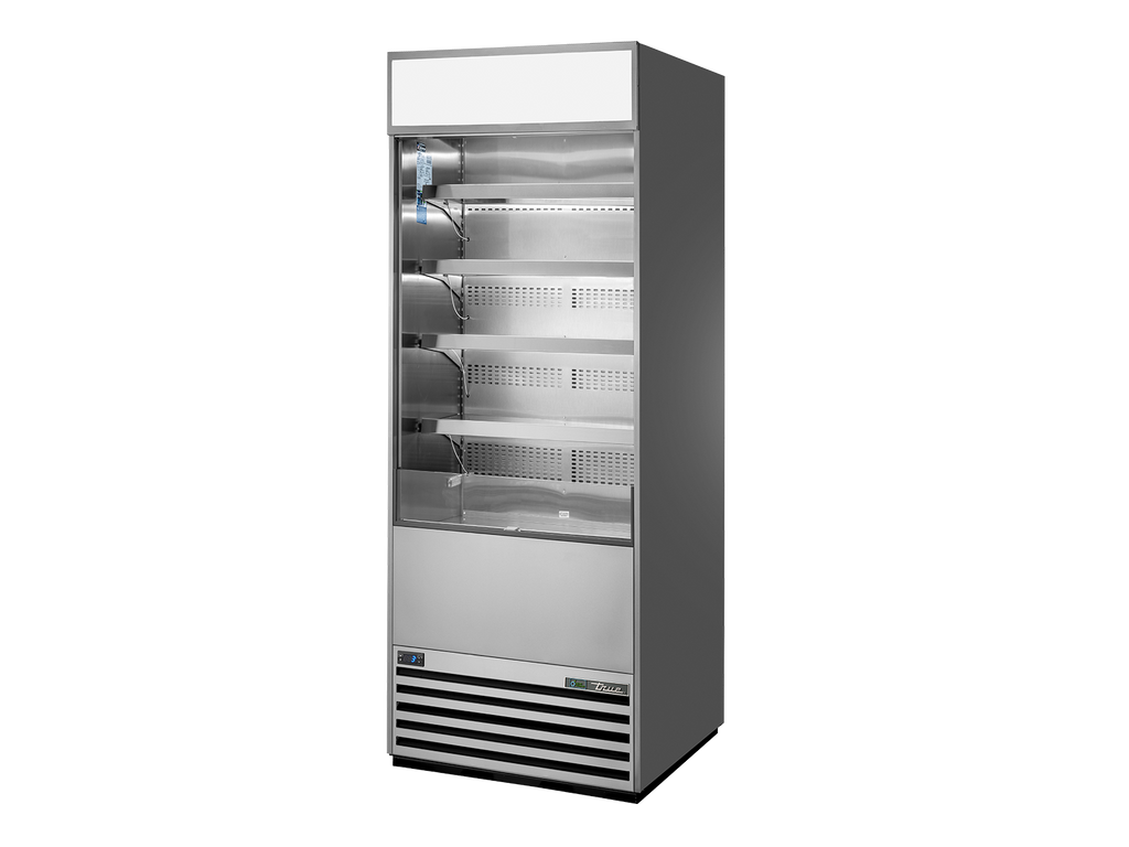 True Refrigeration TOAM-30-HC~TSL01 Upright Open Multideck Refrigerator + Illuminated Sign Panel | 328 Litres