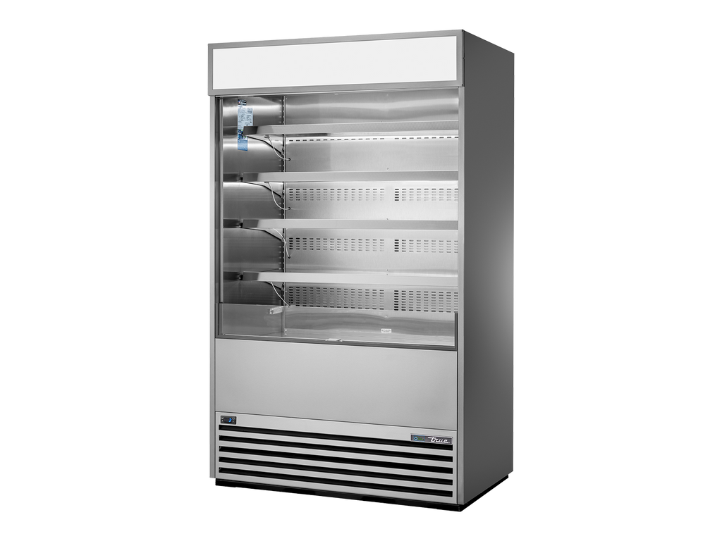 True Refrigeration TOAM-48-HC~TSL01 Upright Open Multideck Refrigerator + Illuminated Sign Panel | 547 Litres