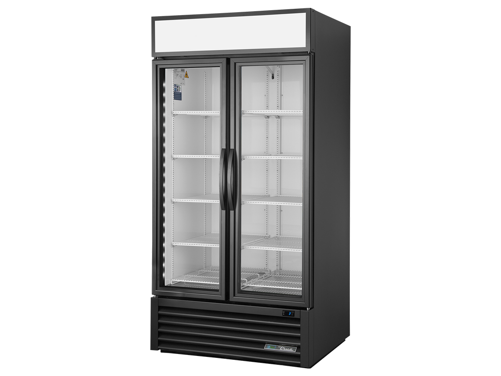True Refrigeration GDM-35-HC~TSL01 Upright Retail Merchandiser Refrigerator | 2 Full Glass Swing Door | 636 Litres | Black