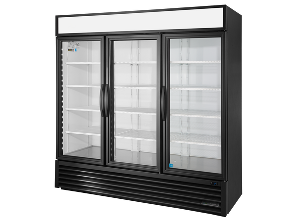 True Refrigeration GDM-72-HC~TSL01 Upright Retail Merchandiser Refrigerator | 3 Full Glass Swing Door | 1359 Litres | Black