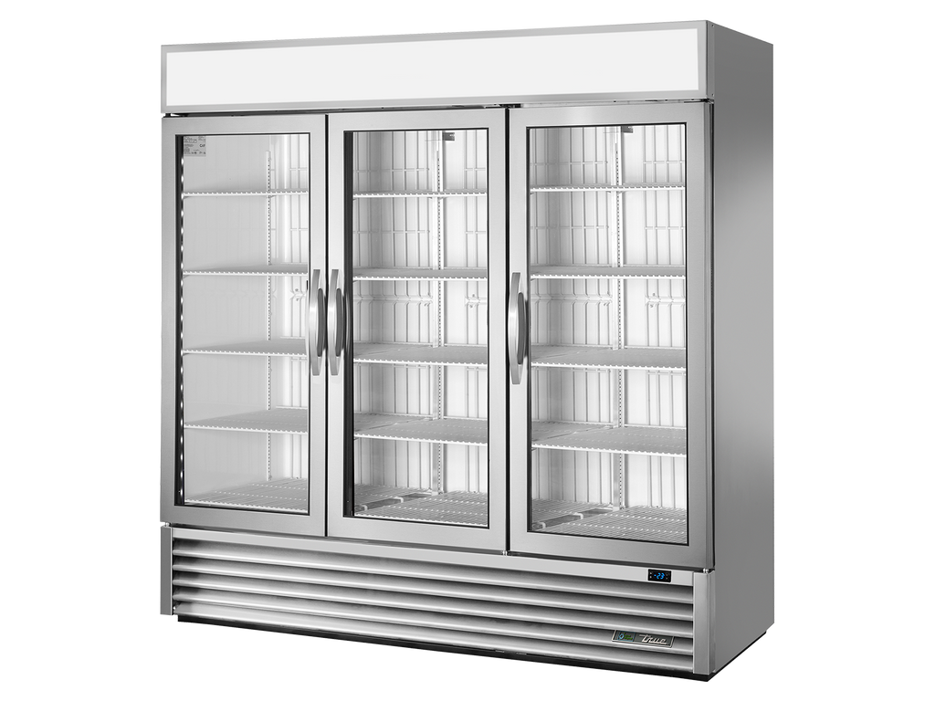 True Refrigeration GDM-72F-HC~FGD01 Upright Retail Merchandiser Freezers | 3 Full Glass Swing Door | 1359 Litres | Stainless Steel