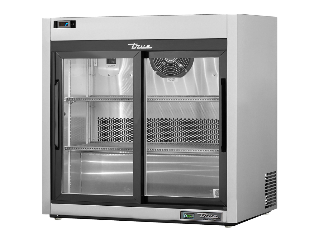 True Refrigeration TSD-09G-HC-LD Counter-Top Retail Merchandiser Refrigerator | 2 Glass Slide Doors | 140 Litres