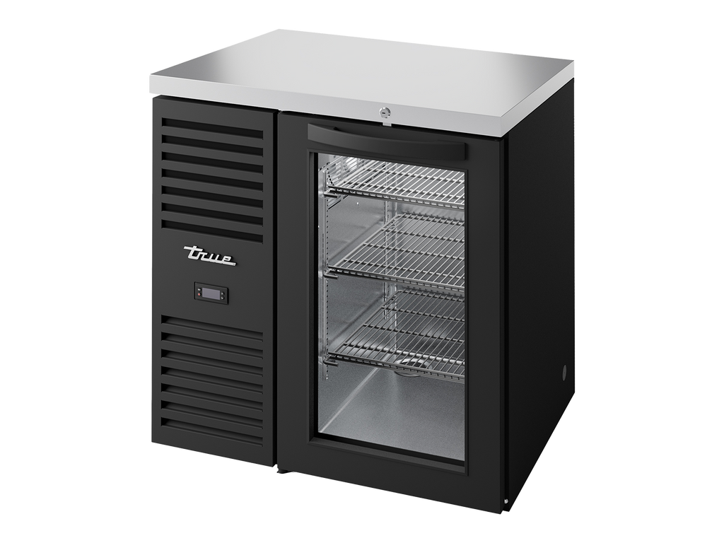 True Refrigeration TBR32-RISZ1-L-B-G-2 Bar Refrigerator | 1 Glass Swing Door | Black | 290 Litres