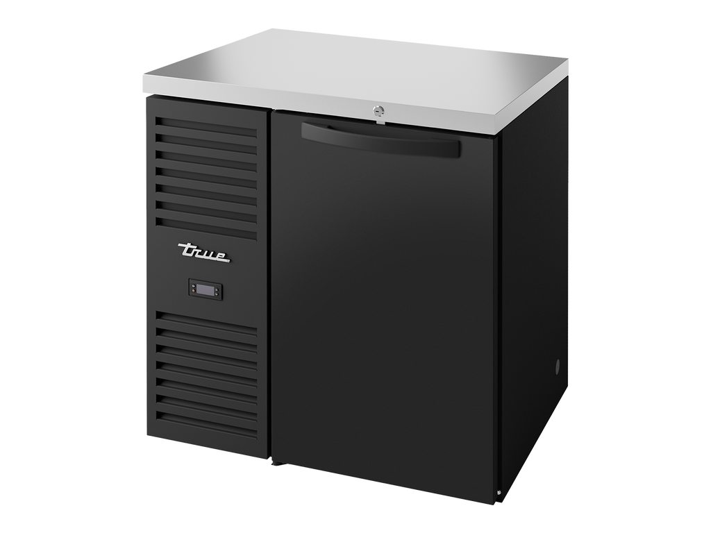 True Refrigeration TBR32-RISZ1-L-B-S-2 Bar Refrigerator | 1 Solid Swing Door | Black | 290 Litres