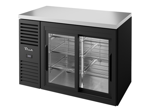 True Refrigeration TBR48-RISZ1-L-B-11-2 Bar Refrigerator | 2 Glass Slide Door | Black | 440 Litres