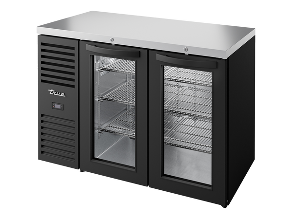 True Refrigeration TBR48-RISZ1-L-B-GG-2 Bar Refrigerator | 2 Glass Swing Door | Black | 440 Litres