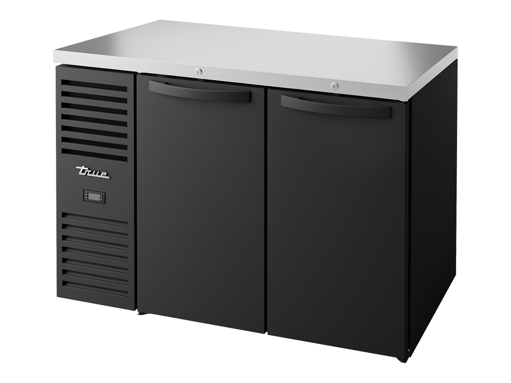 True Refrigeration TBR48-RISZ1-L-B-SS-2 Bar Refrigerator | 2 Solid Swing Door | Black | 440 Litres