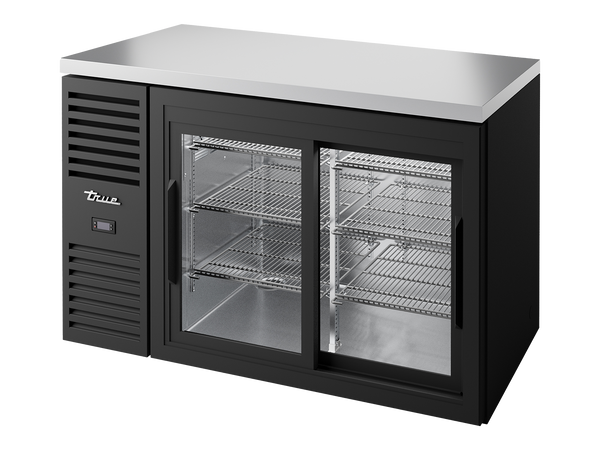 True Refrigeration TBR52-RISZ1-L-B-11-2 Bar Refrigerator | 2 Glass Slide Doors | Black | 480 Litres