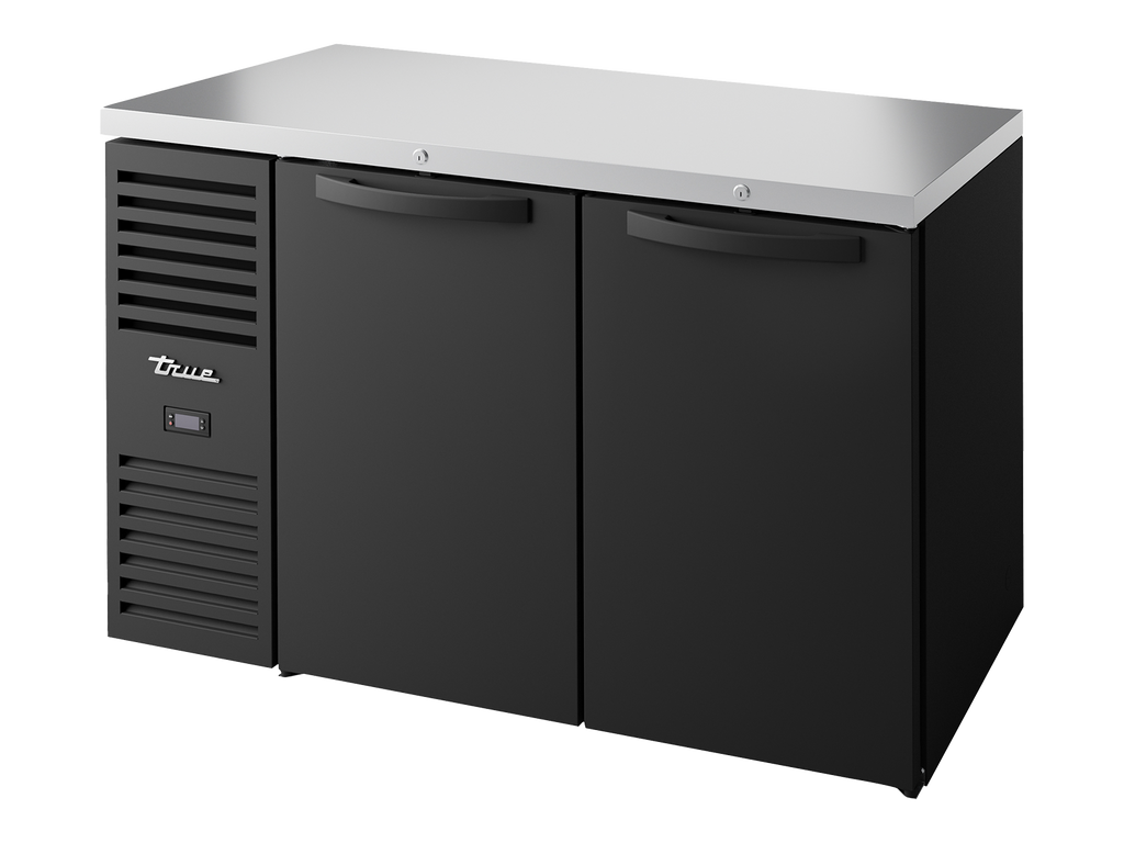 True Refrigeration TBR52-RISZ1-L-B-SS-2 Bar Refrigerator | 2 Solid Swing Doors | Black | 480 Litres
