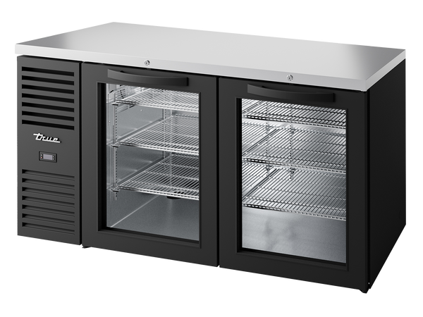 True Refrigeration TBR60-RISZ1-L-B-GG-2 Bar Refrigerator | 2 Glass Swing Doors | Black | 550 Litres