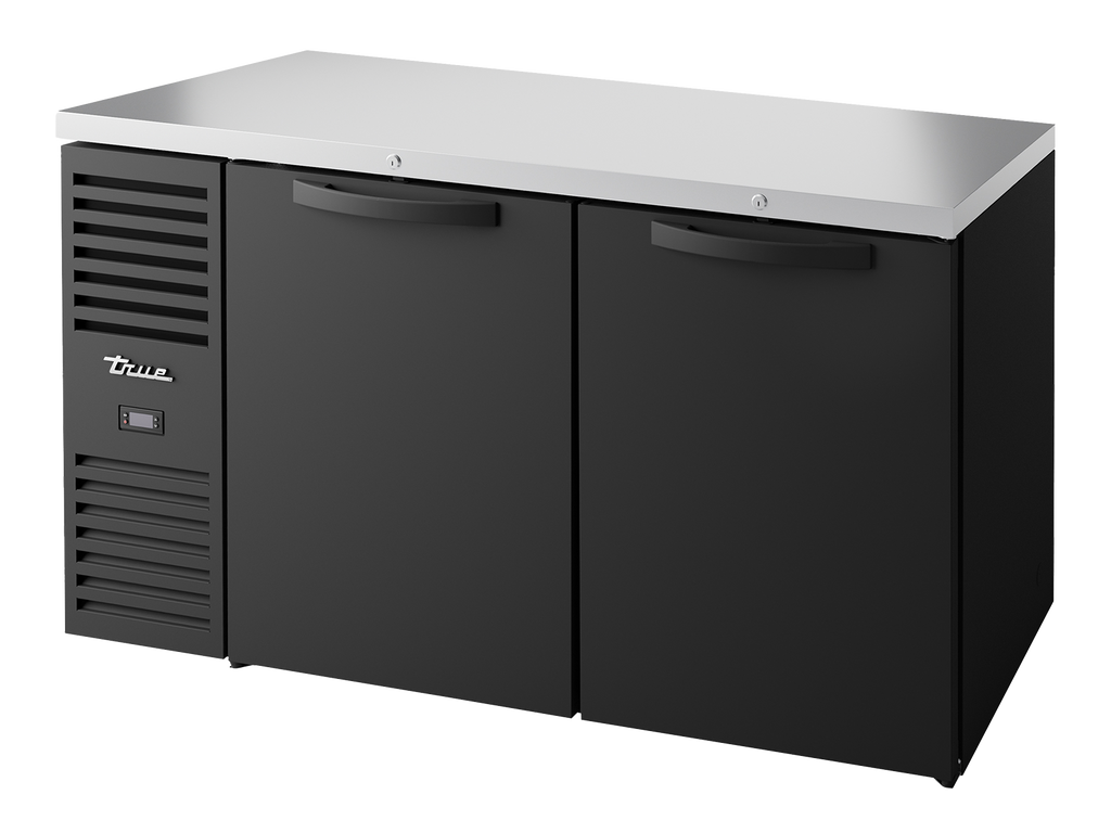 True Refrigeration TBR60-RISZ1-L-B-SS-2 Bar Refrigerator | 2 Solid Swing Doors | Black | 550 Litres