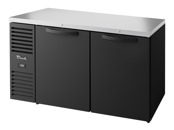 True Refrigeration TBR60-RISZ1-L-B-SS-2 Bar Refrigerator | 2 Solid Swing Doors | Black | 550 Litres