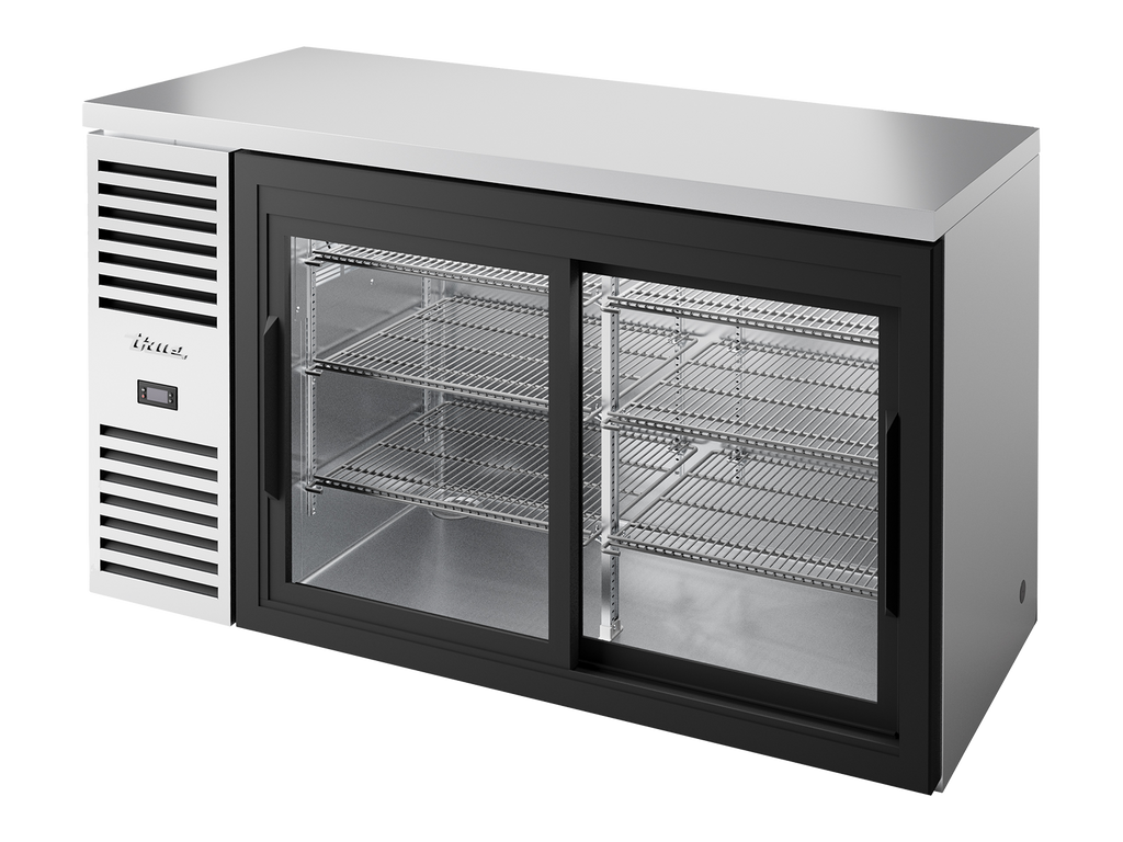 True Refrigeration TBR60-RISZ1-L-S-11-2 Bar Refrigerator | 2 Glass Slide Doors | Stainless Steel | 550 Litres