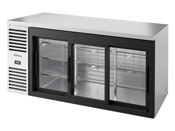 True Refrigeration TBR72-RISZ1-L-S-111-2 Bar Refrigerator | 3 Glass Slide Doors | Stainless Steel | 660 Litres