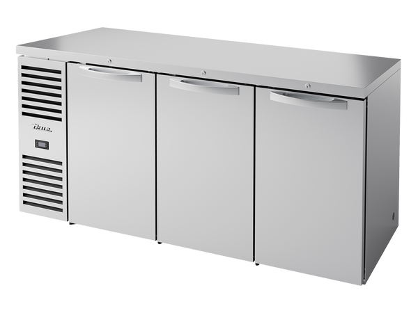 True Refrigeration TBR72-RISZ1-L-S-SSS-2 Bar Refrigerator | 3 Solid Swing Doors | Stainless Steel | 660 Litres
