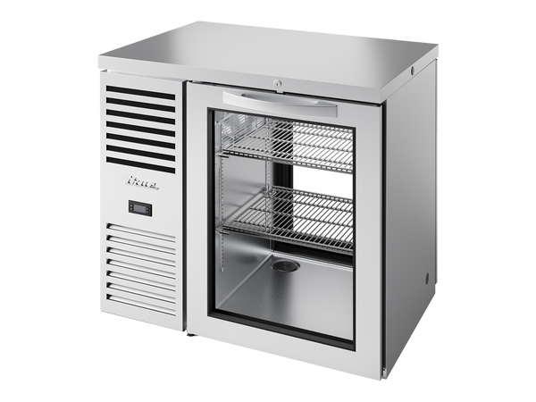 True Refrigeration TBR36-PTSZ1-L-S-G-G-2 | Pass-Thru Bar Refrigerator | 1 Glass Swing Door Front | 1 Glass Swing Door Rear | Stainless Steel | 350 Litres