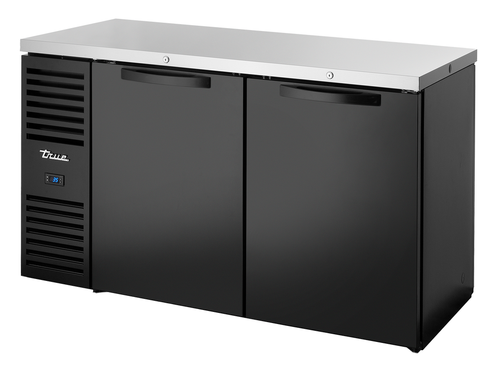 True Refrigeration TBR60-PTSZ1-L-B-SS-SS-2 | Pass-Thru Bar Refrigerator | 2 Solid Swing Doors Front | 2 Solid Swing Door Rear | Black | 550 Litres