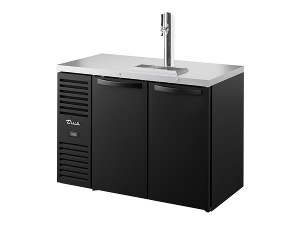 True Refrigeration TDR48-RISZ1-L-B-SS-2 Bar Refrigerator | Keg Chiller / Dispenser | 2 Solid Swing Doors | Black | 440 Litres