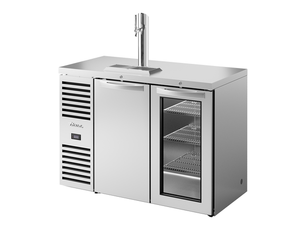 True Refrigeration TDR48-RISZ1-L-S-SG-2 Bar Refrigerator | Keg Chiller / Dispenser | 1 Solid Swing Door + 1 Glass Swing Door | Stainless Steel | 440 Litres