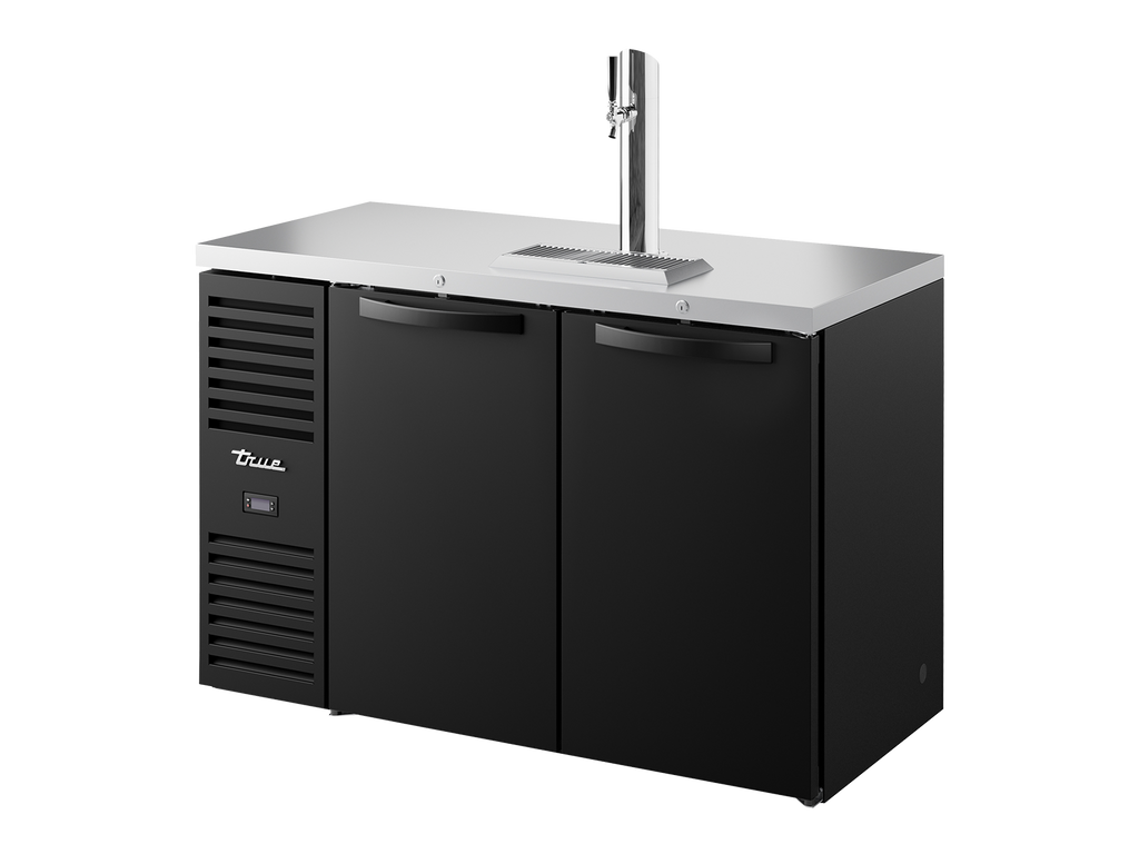 True Refrigeration TDR52-RISZ1-L-B-SS-2 Bar Refrigerator | Keg Chiller / Dispenser | 2 Solid Swing Doors | Black | 550 Litres