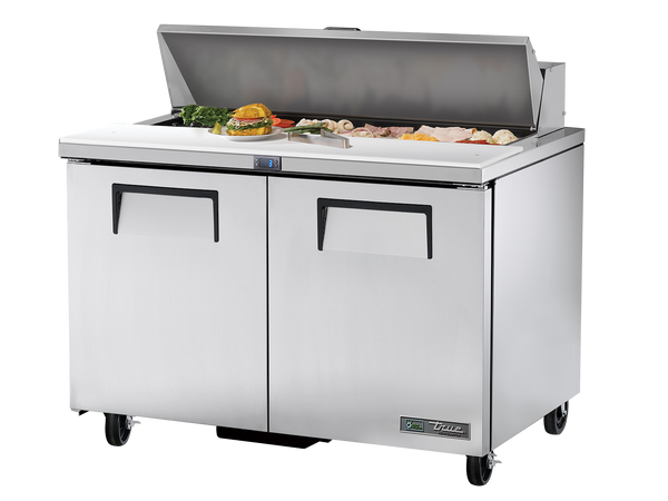 True Refrigeration TSSU-48-12-HC Prep Table Refrigerators | 12x 1/6 Top Pans | 2 Solid Swing Doors | 340 Litres