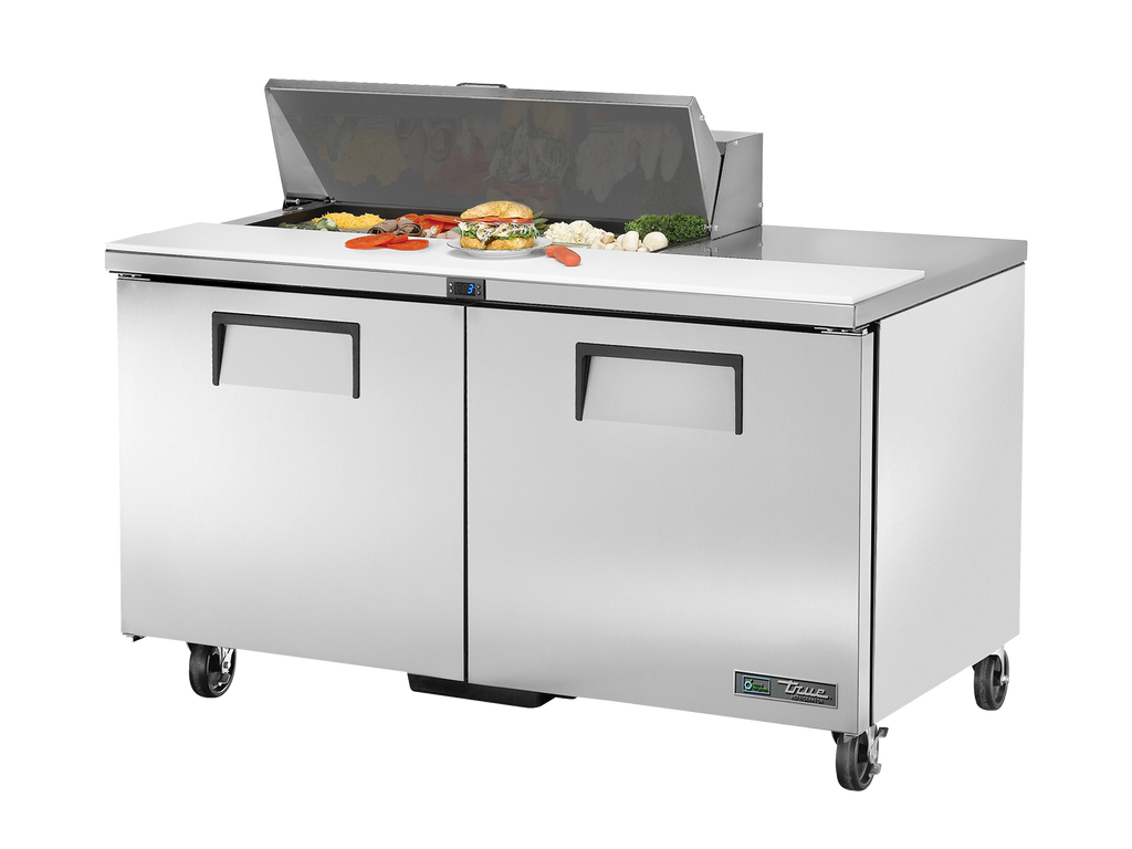 True Refrigeration TSSU-60-10-HC Prep Table Refrigerators | 10x 1/6 Top Pans | 2 Solid Swing Doors | 439 Litres