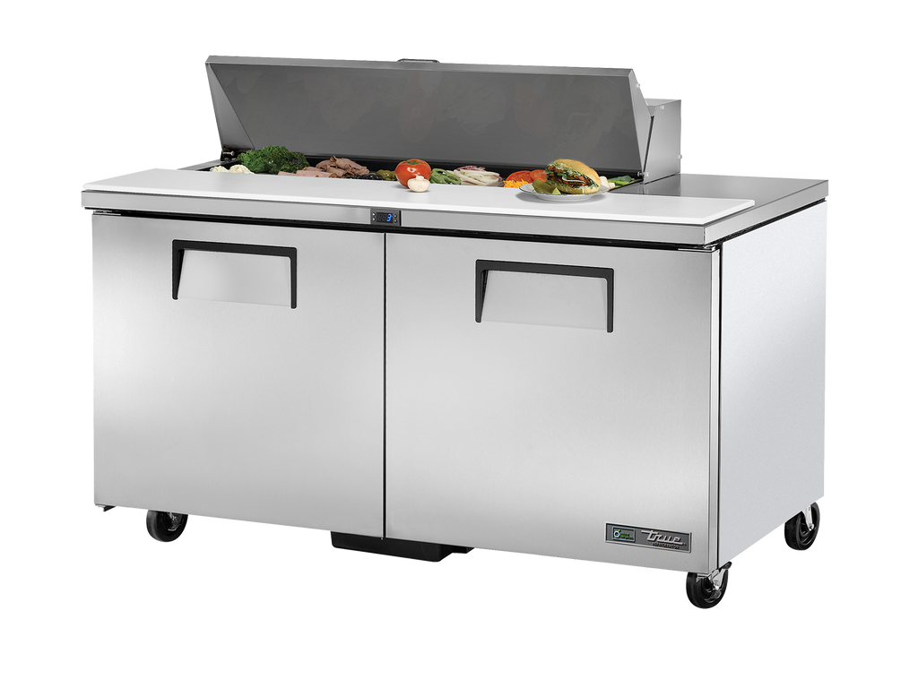True Refrigeration TSSU-60-12-HC Prep Table Refrigerators | 12x 1/6 Top Pans | 2 Solid Swing Doors | 439 Litres