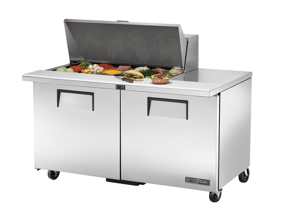 True Refrigeration TSSU-60-18M-B-HC Prep Table Refrigerators | 18x 1/6 Top Pans | 2 Solid Swing Door | Mega Tops | 439 Litres
