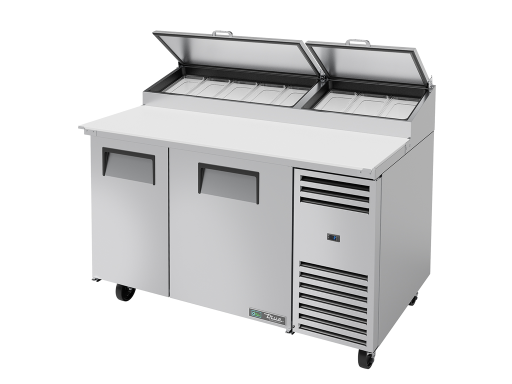 True Refrigeration TPP-AT-60-HC Pizza Prep Table Refrigerator | 8x 1/3 Top Pans | 2 Solid Swing Doors | 451 Litres