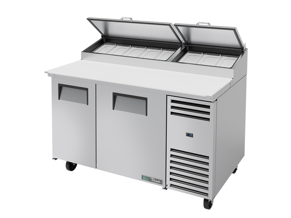 True Refrigeration TPP-AT-60-HC Pizza Prep Table Refrigerator | 8x 1/3 Top Pans | 2 Solid Swing Doors | 451 Litres