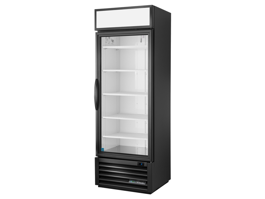 True Refrigeration GDM-19T-HC~TSL01 Upright Retail Merchandiser Refrigerator | 1 Full Glass Swing Door | 350 Litres | Black