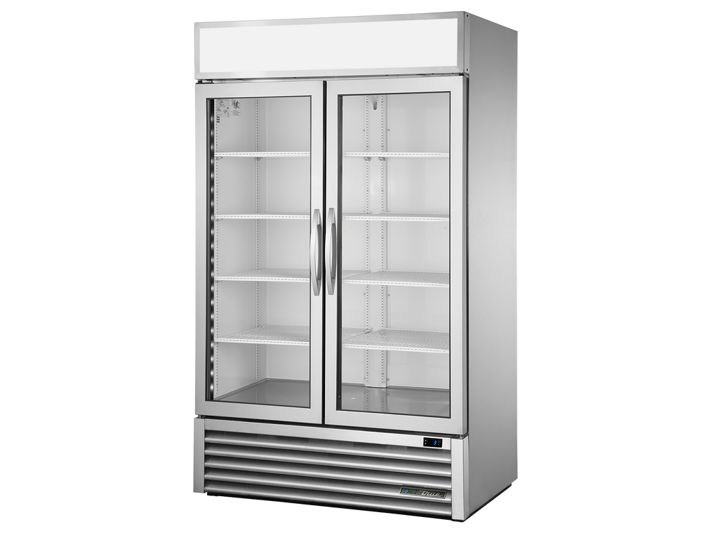 True Refrigeration GDM-43-HC~FGD01 Upright Retail Merchandiser Refrigerator | 2 Full Glass Swing Door | 756 Litres | Stainless Steel