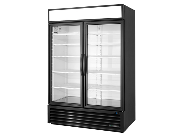 True Refrigeration GDM-49-HC~TSL01 Upright Retail Merchandiser Refrigerator | 2 Full Glass Swing Door | 914 Litres | Black