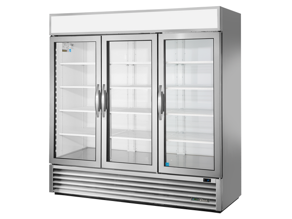 True Refrigeration GDM-72-HC~FGD01 Upright Retail Merchandiser Refrigerator | 3 Full Glass Swing Door | 1359 Litres | Stainless Steel