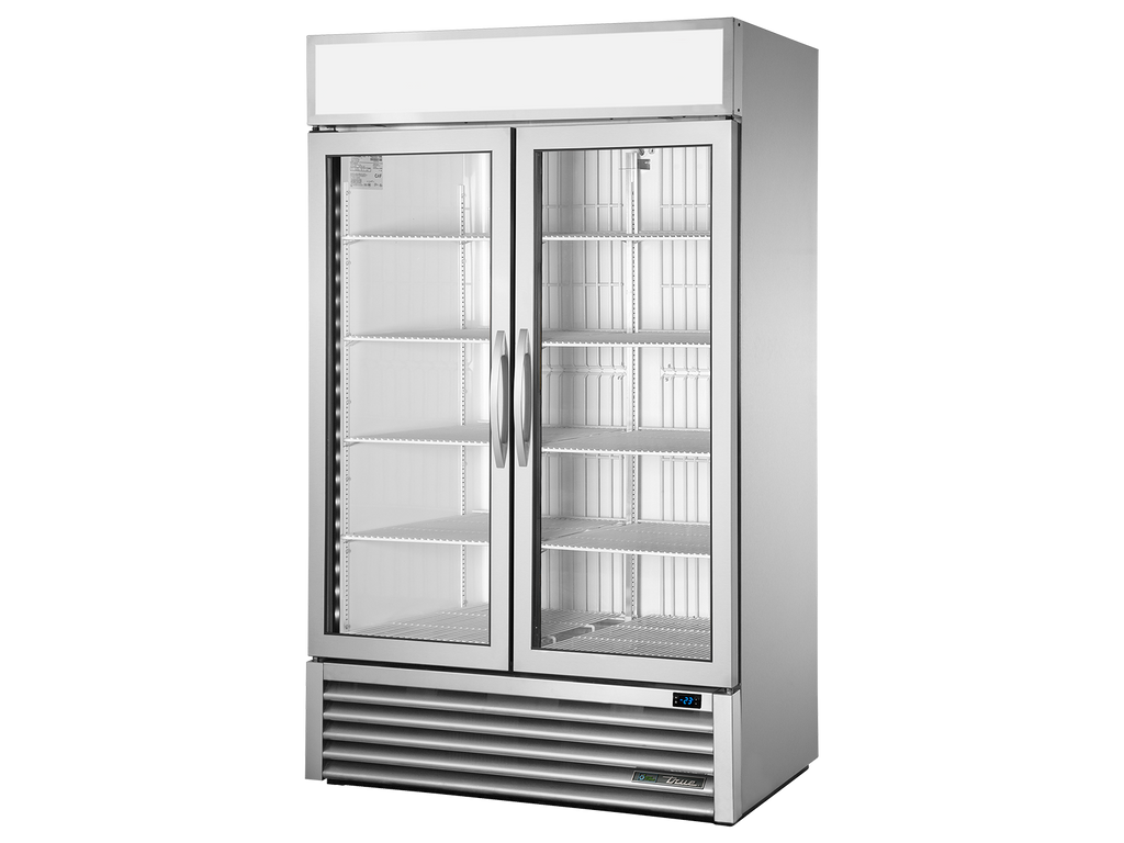 True Refrigeration GDM-43F-HC~FGD01 Upright Retail Merchandiser Freezers | 2 Full Glass Swing Door | 756 Litres | Stainless Steel
