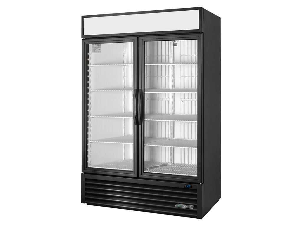 True Refrigeration GDM-49F-HC~TSL01 Upright Retail Merchandiser Freezers | 2 Full Glass Swing Door | 914 Litres | Black