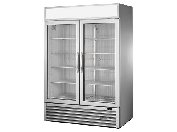 True Refrigeration GDM-49F-HC~FGD01 Upright Retail Merchandiser Freezers | 2 Full Glass Swing Door | 914 Litres | Stainless Steel